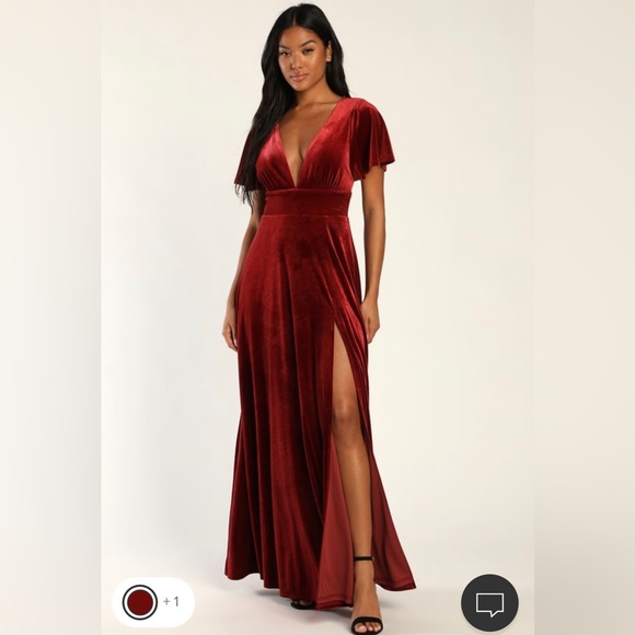 Lulu's Dresses Nwt Red Velvet Maxi Dress Poshmark